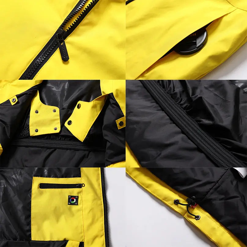 Men Zip Windbreaker Ski Shell Jacket&nbsp;Hooded Snow Coat