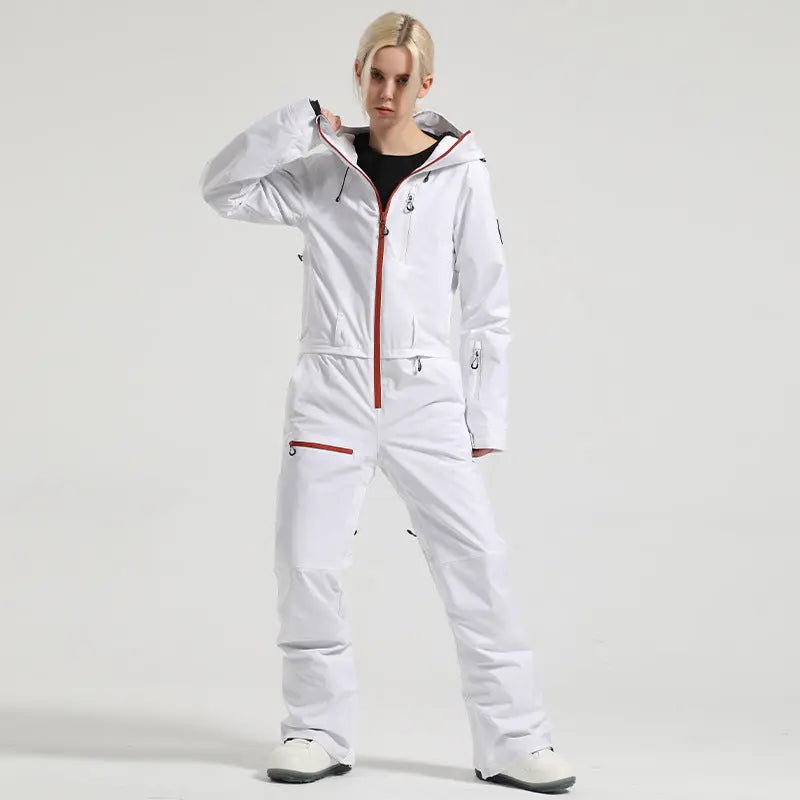 Stylish One-piece Ski Suits Slim Fit Zipper Closure Snowsuits
