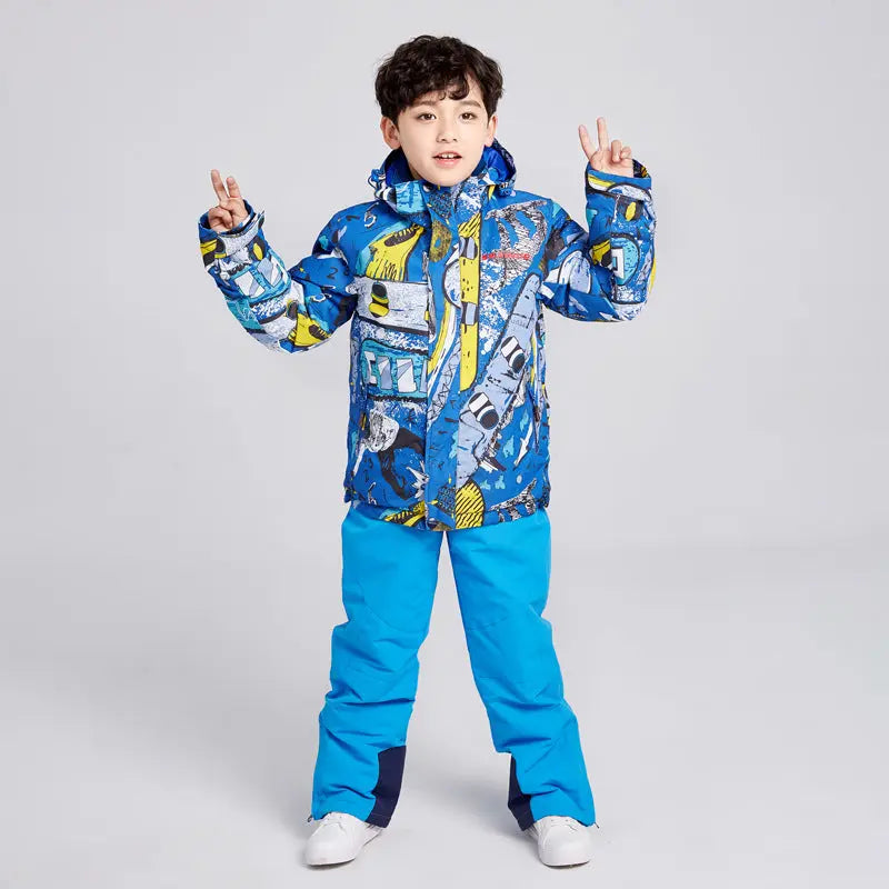 Kids Outdoor Snow Jacket & Pants 2 Pcs Winter Warm Snowsuits