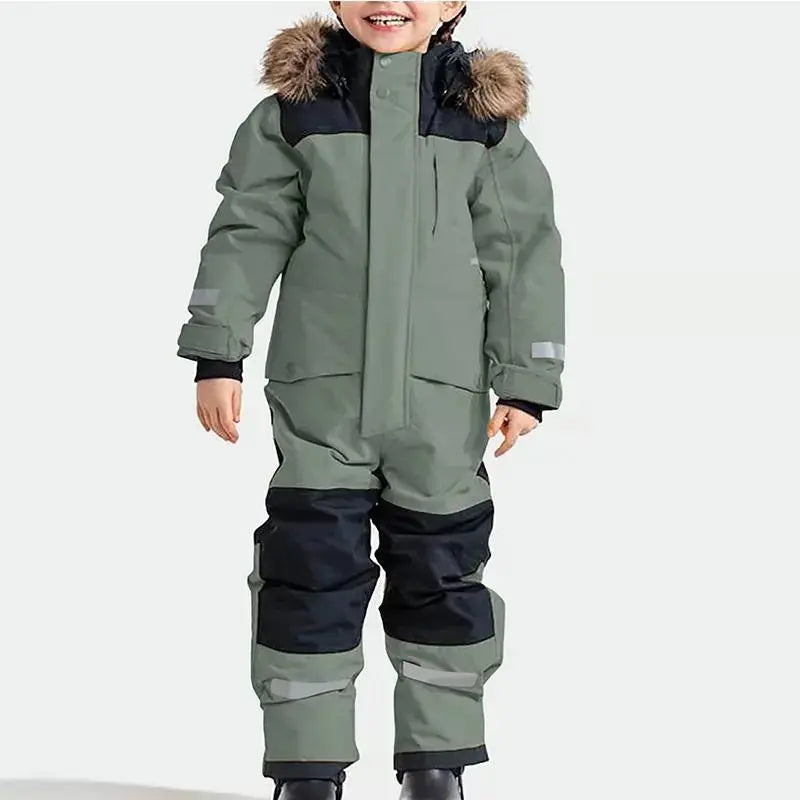 Children's Winter Ski Suit Thermal One-piece Ski Overalls