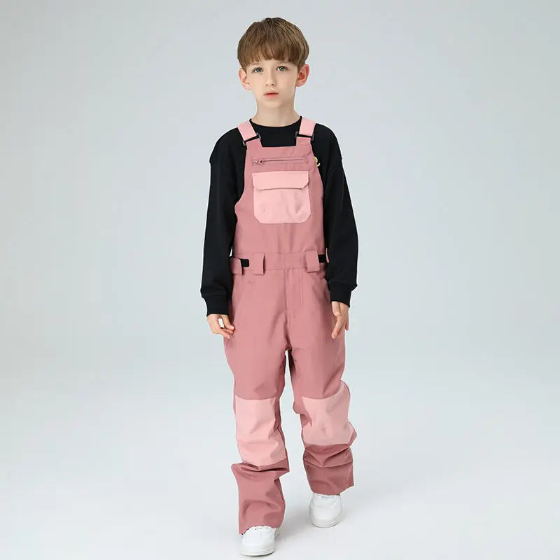 Kids Colorblock Ski Overall Bib Pants