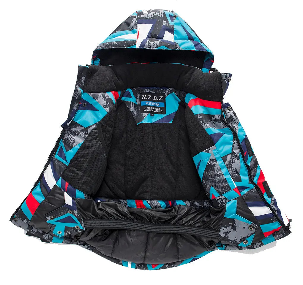 Boys Girls Winter Snow Coat & Snow Pants Printed Warm Outwear