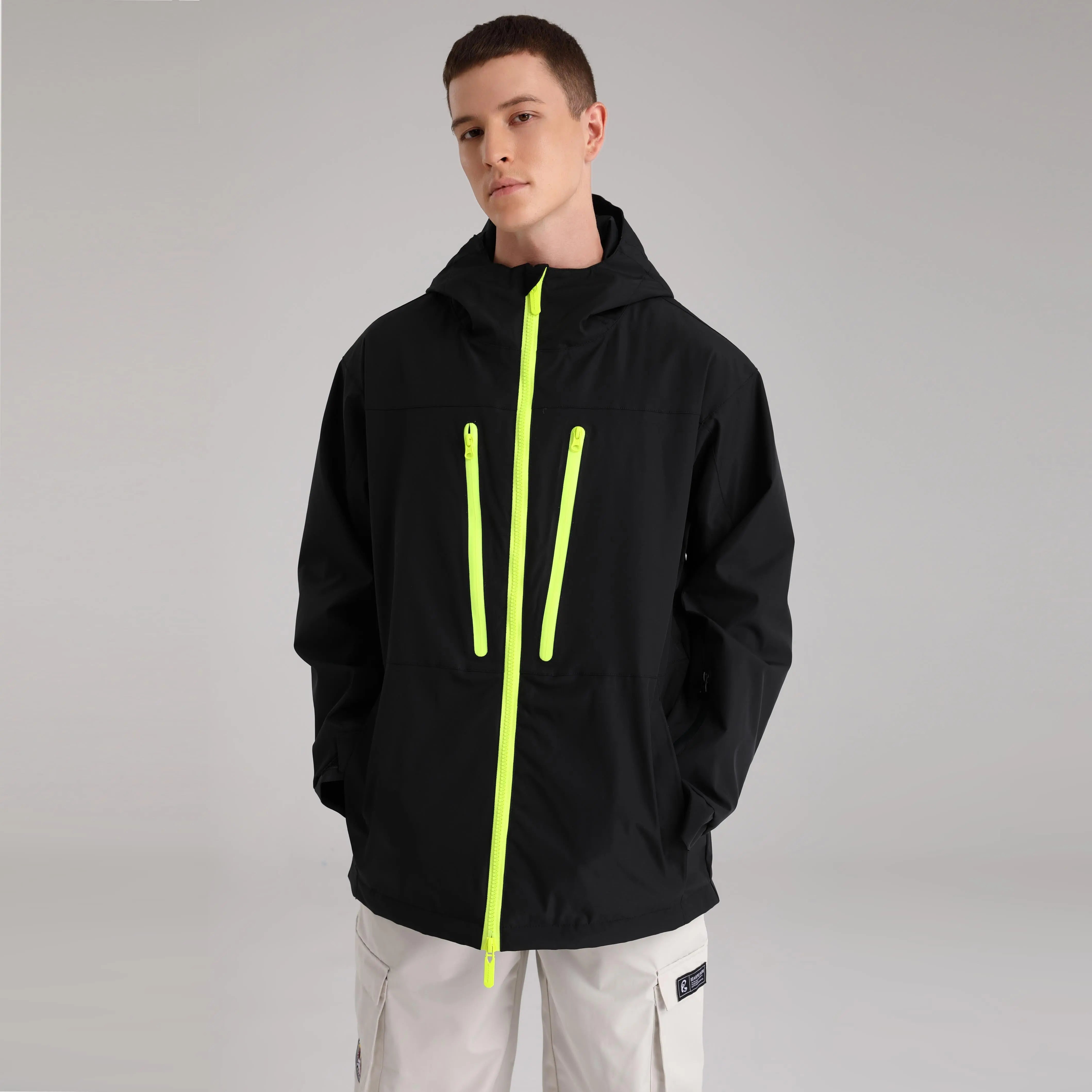 Men Zip Windbreaker Ski Shell Jacket&nbsp;Hooded Snow Coat