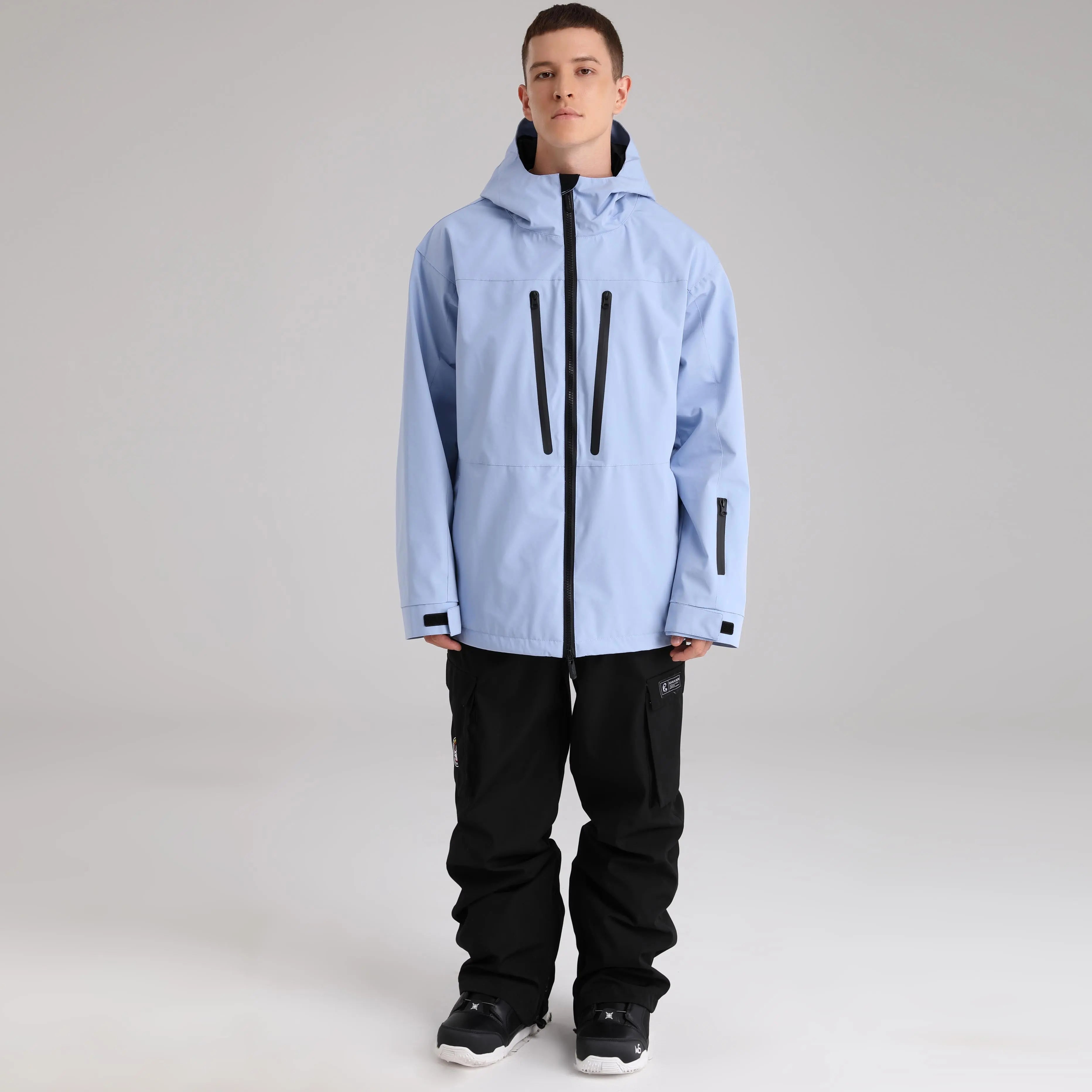 Men Zip Windbreaker Ski Shell Jacket&nbsp;Hooded Snow Coat