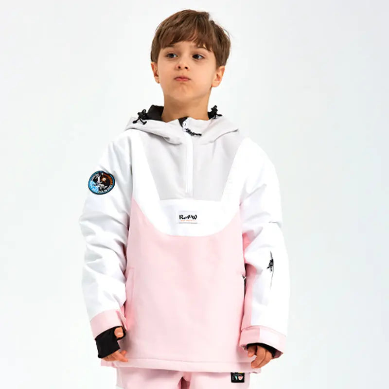 Unisex Anorak Snow Ski Jacket Kids Insulated Half-zip Snow Pullover