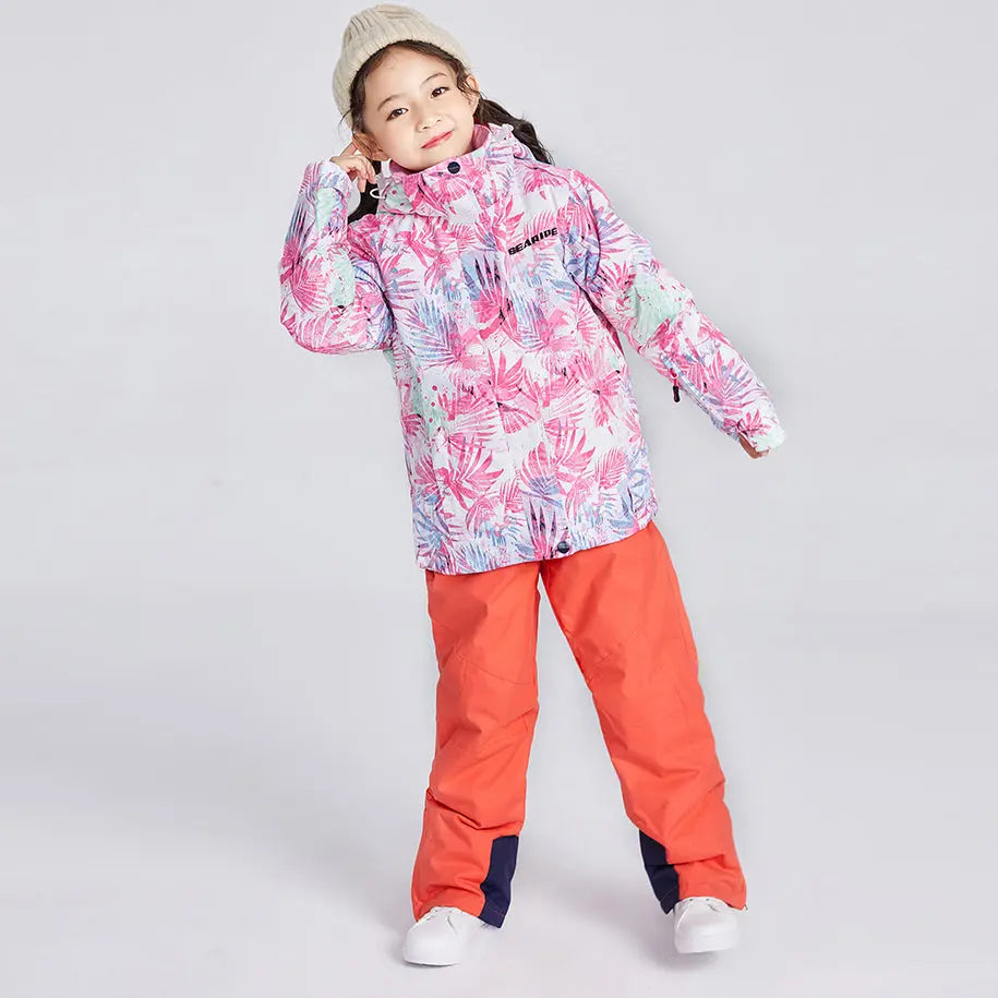 Kids Outdoor Snow Jacket & Pants 2 Pcs Winter Warm Snowsuits