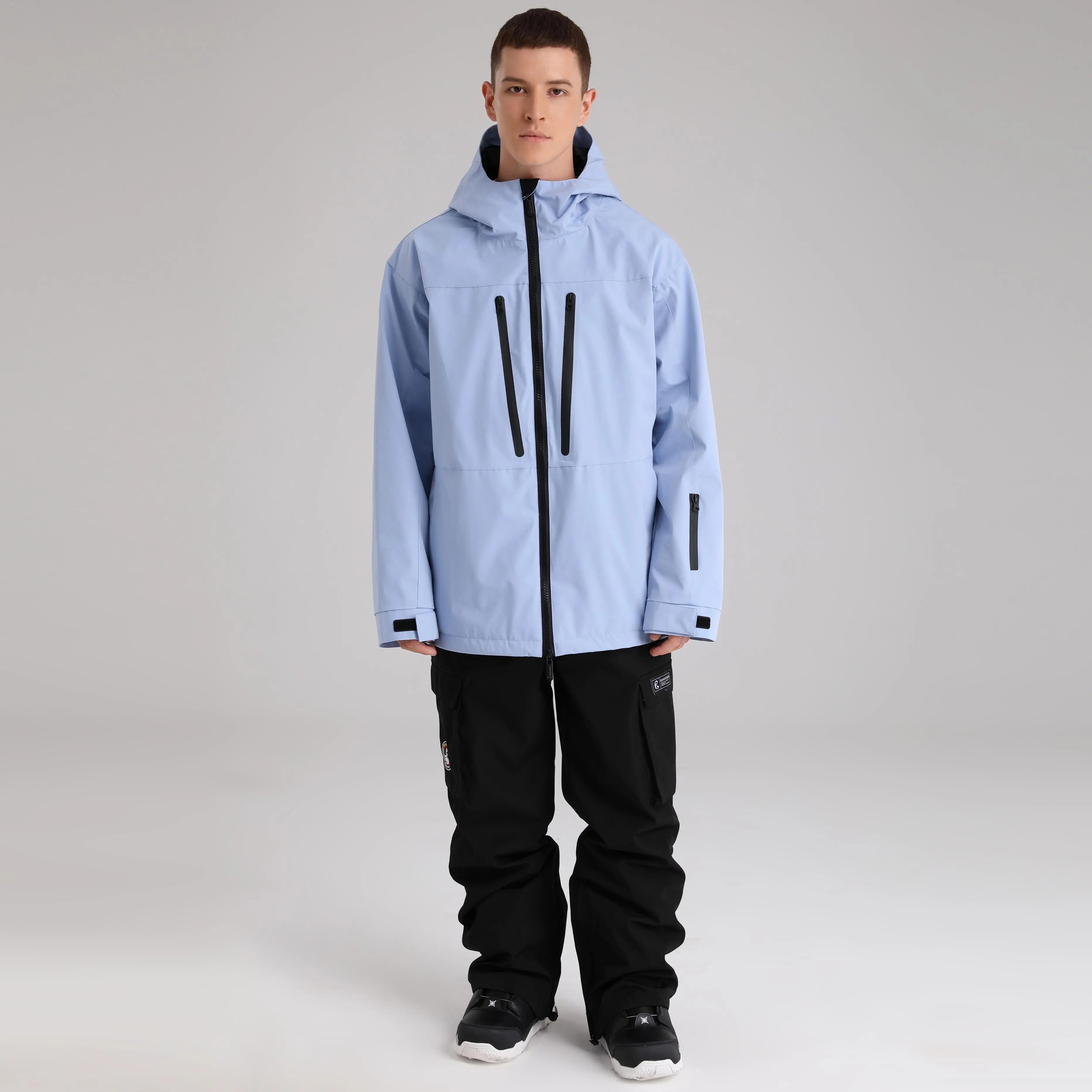 Men Zip Windbreaker Ski Shell Jacket&nbsp;Hooded Snow Coat