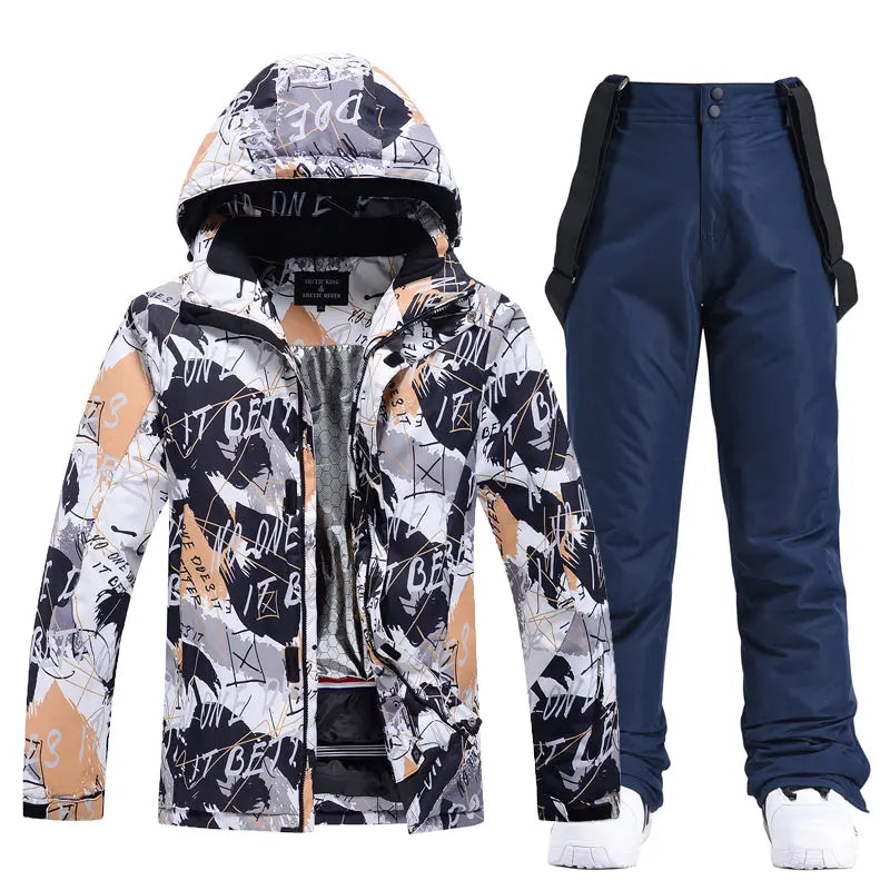 Hotian Men Ski Set Insulated Jacket & Bib Pants Waterproof