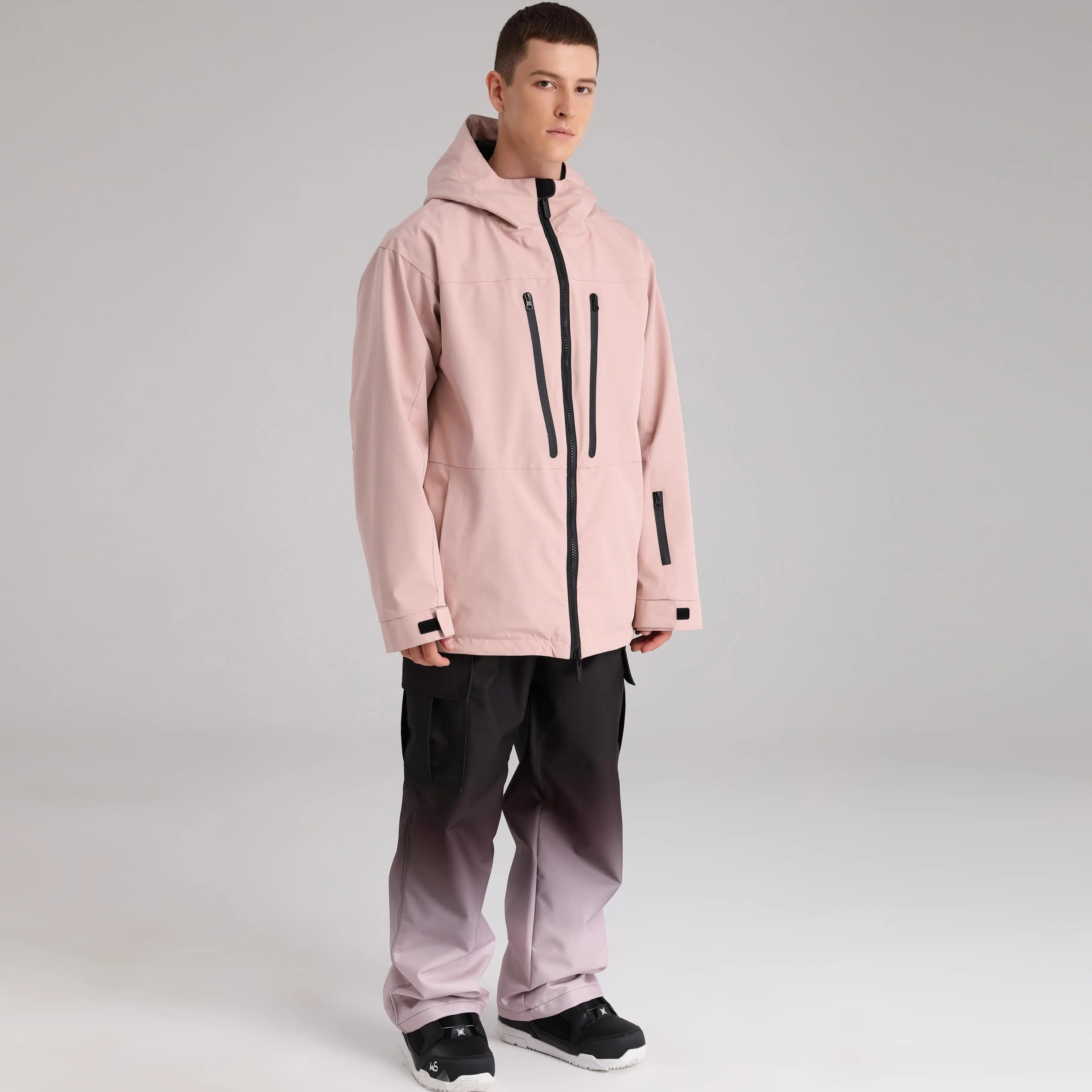 HOTIAN Men Zip Windbreaker Hooded Ski Shell Jacket