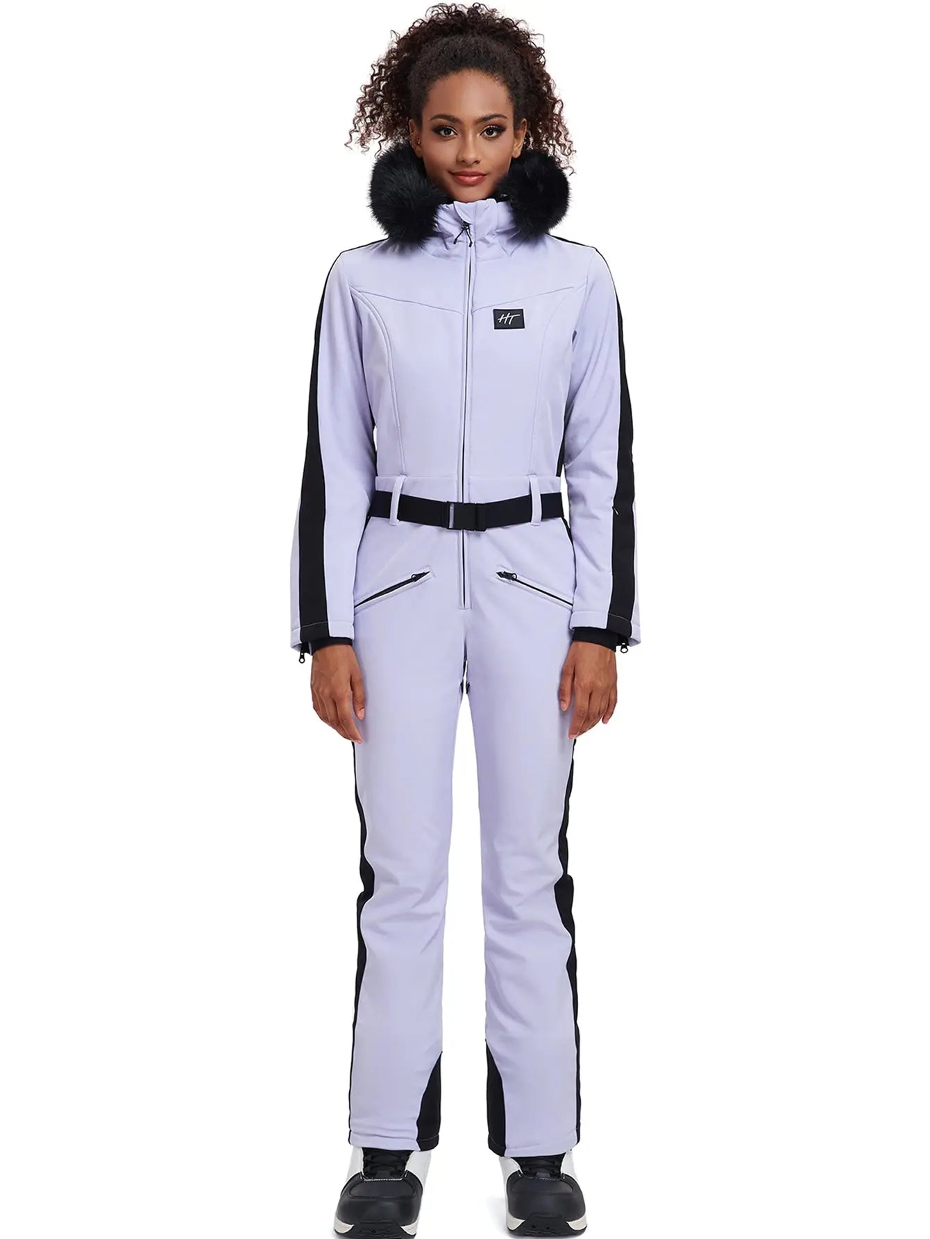 Fur Collar One-piece Ski Snow Jumpsuit Hooded Ski Outwear