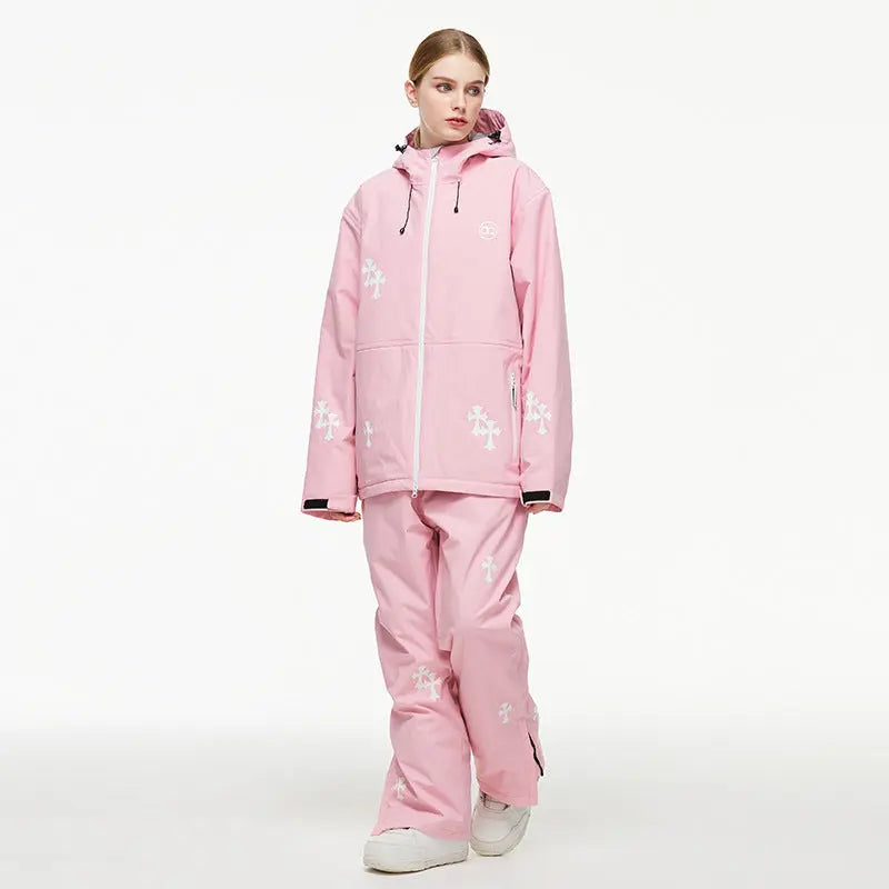 Womens Ski Outfit Set Cute Snowboarding Jackets and Bibs Pants